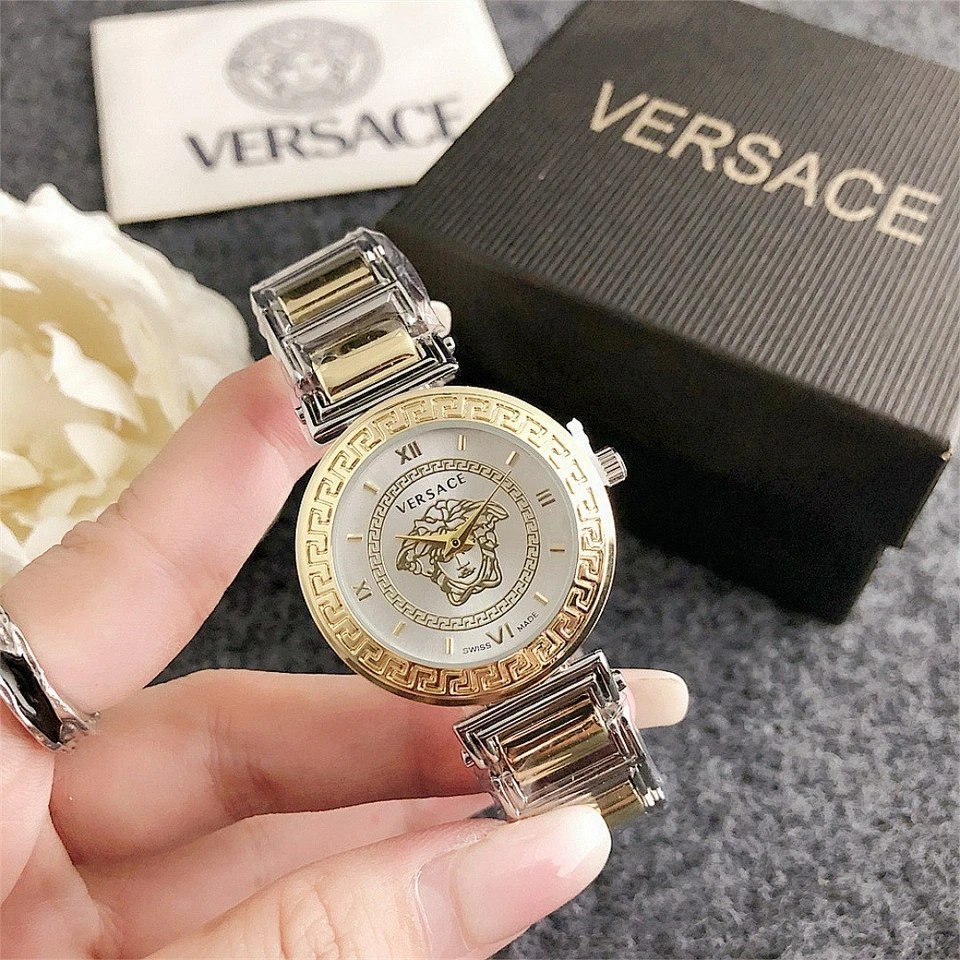 Женские элегантные кварцевые часы Versace - циферблат 32 мм, ремешок из сплава с коробкой - Изображение 1 из 4
