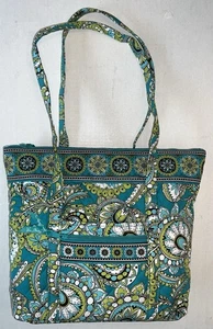 NEW Vera Bradley Peacock Tote Blue Green Paisley Shoulder Bag - Picture 1 of 6