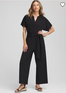 Chico's $129 Belted Dolman-Sleeve Black Jumpsuit Size 3 16/18 XL  Stretchy Chic - Picture 1 of 9