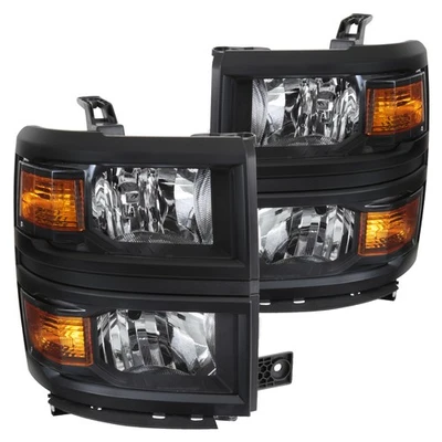 Black Trim Fits 2014-2015 Chevy Silverado 1500 Headlights Lamps Left+Right 14-15 - Image 1 of 4