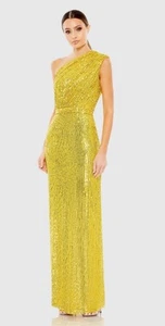 Neu IEENA FOR MAC DUGGAL Pailletten gerafftes One-Shoulder-Kleid in Gelb Größe 6 $ 398 - Bild 1 von 9