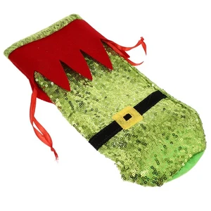 1PC Xmas Sequined Wine Bottle Bag Lovely Christmas Red Wine Cover - Picture 1 of 12