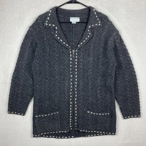 Vintage Nomadic Traders Shetland Wool Full Zip Sweater Chunky Knit Fisherman - Picture 1 of 8