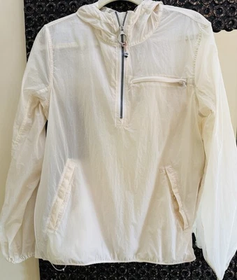 Chaqueta Lululemon Super Light Nylon 1/3 Cremallera con Dobladillo y Mangas Ajustables Blanco S Foto 1 de 4