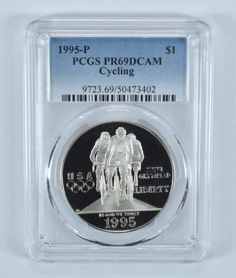1995-P Olympic Cycling Commemorative Dollar PR69 DCAM PCGS Blue Label *1134 - Image 1 of 4