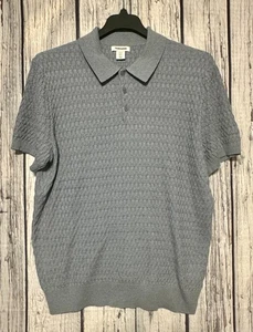 Thom Aaron Strick Poloshirt grau strukturiert Basketweave Herren Gr. XL Kurzarm - Bild 1 von 5