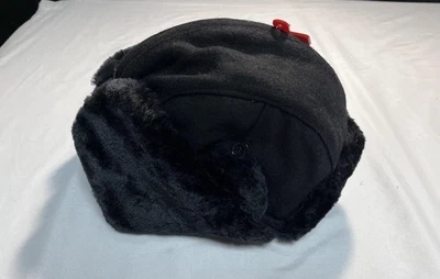 Sombrero de trampero Chaps espalda a presión negro piel sintética forrado oreja solapa para hombre mediano Foto 1 de 4