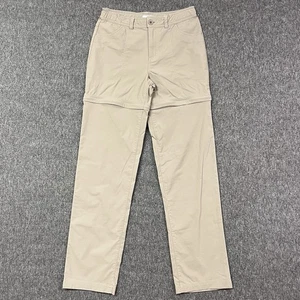 LL Bean Convertible Hiking Pants Girls 16 (26x30) Beige Stretch Nylon Shorts - Picture 1 of 13