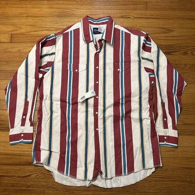 Wrangler Vintage Brushpopper Western Snap Workshirt Sz XXL 90s Deadstock Striped - Image 1 of 4