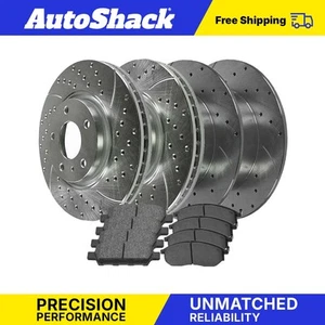 Front Rear Drilled Slotted Brake Rotors Ceramic Pads for INFINITI G37 3.7L - Picture 1 of 7