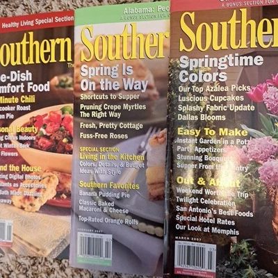 Southern Living Magazines Lot Of 3 From 2007 Advertising Ads SL10 - Image 1 of 4