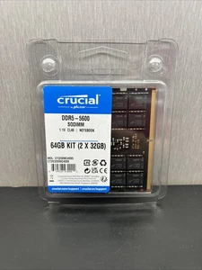 Crucial 64GB Kit Sodimm 2 x 32GB 262-Pin DDR5 5600 PC5-44800 Laptop Memory - Picture 1 of 2