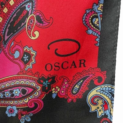 De Colección Oscar de la Renta Bufanda de Seda Paisley Rojo Rosa Azul Estampado 10x53 Envoltura Oblonga Foto 1 de 4