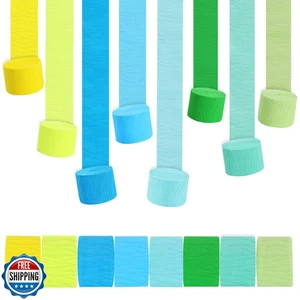 BEISHIDA 8 Rolls Crepe Paper Streamers 656ft Pack of Blue and Green Streamers - Picture 1 of 5