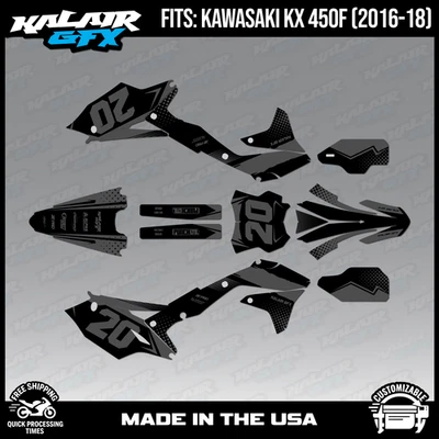 Kit de gráficos para Kawasaki KX450F (2016-2018) KX 450F Spear Series - Smoke Foto 1 de 4