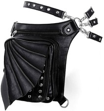 Gothic Halloween Kunstleder Hüfttasche Schwarz Fledermaus Gürteltasche Tasche