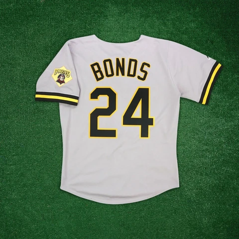 Barry Bonds 1992 Pittsburgh Pirates Men's Grey Road Cooperstown Jersey w/ Patch Cover