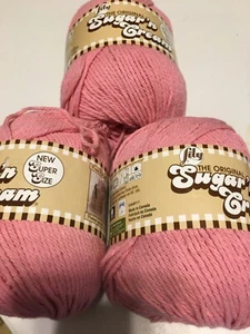 YARN Lily sugar and Cream Super size ball 3 x ounce skeins Rose Pink - Picture 1 of 3