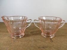 Indiana Glass Pink Recollection Sugar and Creamer Boxed Set c1970s Exc. Cond.
