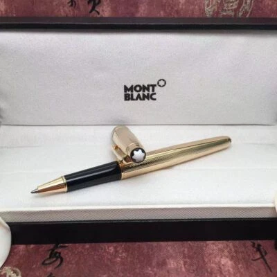 Nuevo Auténtico Bolígrafo Montblanc Meisterstuck Dorado Ondulado 164P Foto 1 de 4