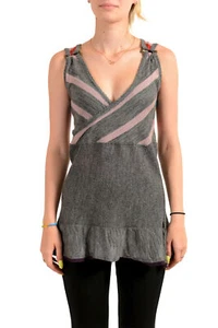 Just Cavalli Women's Gray Wool Alpaca Sleeveless Knitted Blouse Top US M IT 42 - Picture 1 of 4