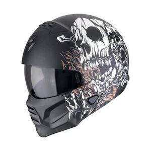 Casco Modulare SCORPION EXO-COMBAT II GENESIS Nero Opaco Bianco Oro - Picture 1 of 3