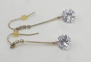 Vintage Ohrhänger goldfarben klar Strass Tropfen durchbohrt - Bild 1 von 8