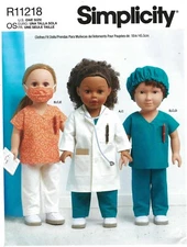 Simplicity R11218 Doctor, Nurse, Surgeon, Medical 18" Doll Clothes UNCUT S9367