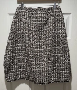 Calvin Klein Bleistiftrock Gold/Silber Schimmer Tweed Fransen Gr. 18W 99 $ Schwarz/Weiß - Bild 1 von 12