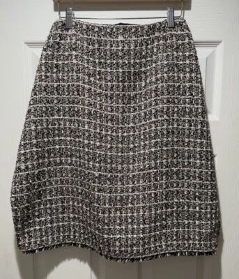 Falda lápiz Calvin Klein dorada/plateada brillante tweed flecos talla 18 W $99 negro/blanco Foto 1 de 4