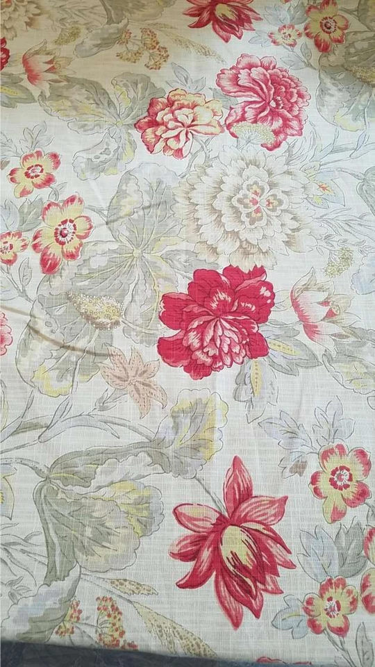 Tecido Waverly creme vintage estampa de flores rosas - Imagem 1 de 1