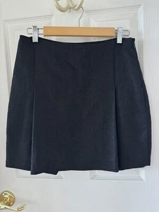 Ports 1961 Solid Black Single Box Pleated Skirt Women's Linen Blend Italy Sz 40 - Picture 1 of 6