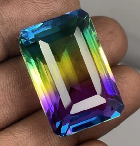 Natural Tourmaline 85.95 Ct Multi-Color Emerald Cut Loose Gemstone O-3747 - Picture 1 of 6