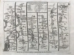Mapa de ruta antiguo de 1767, Londres a Dover y Kidwelly a St Davids - Thomas Kitchin - Imagen 1 de 3