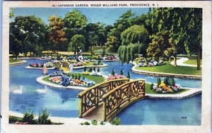 Japanese Garden Roger Williams Park Providence R.I. Postcard 1937 Posted - Picture 1 of 2