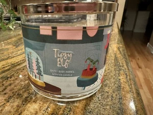 (1) Empty Bath & Body Works White Barn Tipsy Elf 3 Wick Candle Jar With Lid - Picture 1 of 3