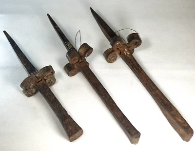 Fine Rare Lot of 3 Spanish Iron Metal Scythe Sharpeners Early 20th Century - Image 1 of 4