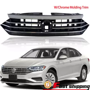 Front Bumper Upper Grille Grill W/Chrome Trim For 2019 2020 VW Volkswagen Jetta - Picture 1 of 15
