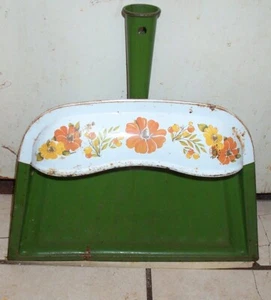 DUST PAN 1960's 1970 J.V. Reed Vintage Metal Dustpan Flower Power Green Vintage - Picture 1 of 6