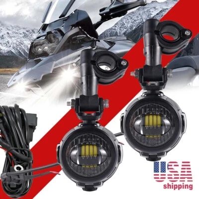 for BMW R1250 R750 R850 K1200 W/ wire LED Auxiliary Fog Lights Driving Lamp set - Image 1 of 4