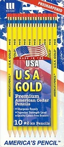 Write Dudes U.S.A. Gold Pencils 10-CT (CDY19 or CPF79) - Picture 1 of 2