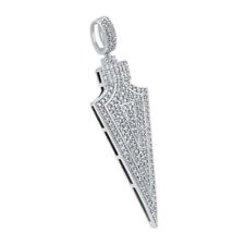 3Ct Round Cut Simulated Diamond Men's Cluster Pendant 14K White Gold Plated
