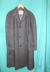 Exc! VINTAGE 50s HARRIS TWEED OVERCOAT, SWING STYLE, USA UNION MADE, Sz L - Picture 1 of 17