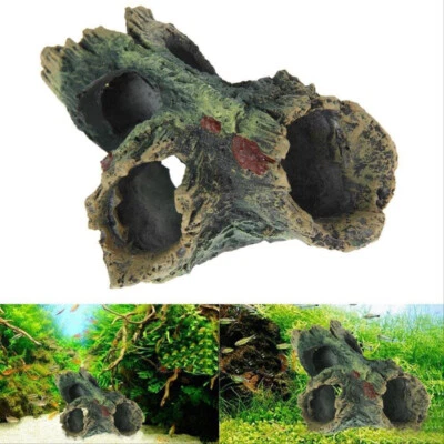 Aquarium Tree Trunk Decoration Fish Tank Artificial Hollow Wood Hole Cave - Image 1 of 4