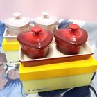 Le Creuset Petite Ramekin D'Amour Set With Tray Cherry Red & Pink 910223-00 NEW