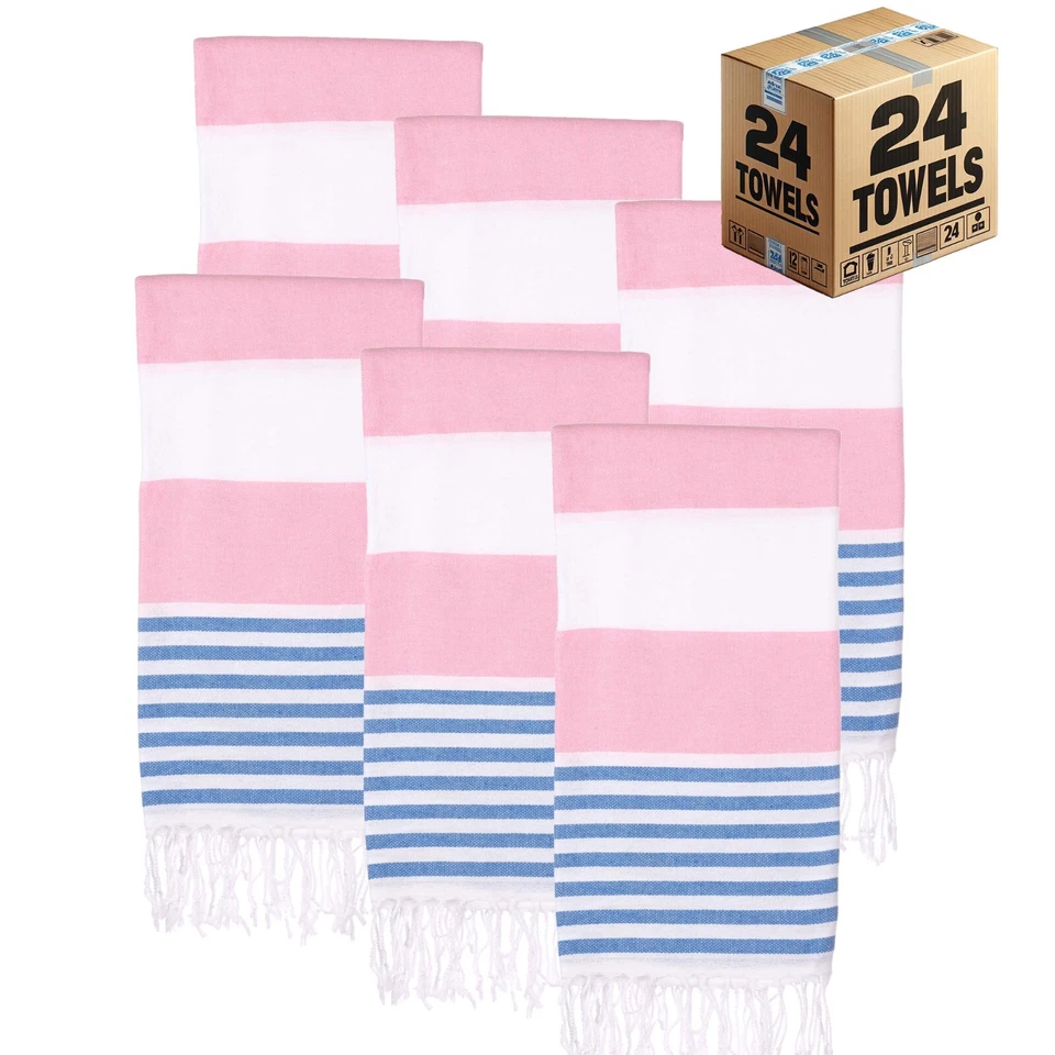 Turkish Beach Towel Bulk Case of 24 (38" x 71")  Oversized, Quick-Dry, Sand-Free - Image 1 of 4