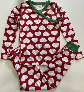 120cm 6-7 Years Hanna Andersson Red White Green Christmas Heart Pajamas - Picture 1 of 9