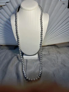 NEW PALE GREY HONORA PEARLS 34" STRAND WITH TAG -8MM PEARLS - Picture 1 of 4