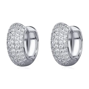 Thick Mens Women's White Gold Plated 925 Sterling Silver Huggie Hoop Earrings - Picture 1 of 6