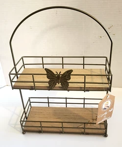 Dolly Parton 2 Tier Butterfly Serving Tray Server Shelf Wood and Metal Signature - Picture 1 of 6